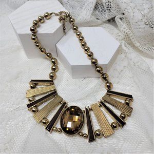 Gold & Jumbo Topaz Modern Necklace